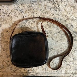 Vintage LJS Black Leather Crossbody Purse
